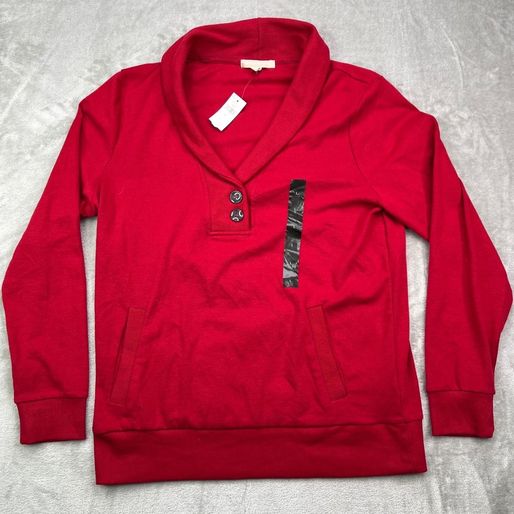 Banana Republic Shawl Collar Sweater Mens Large Red Cardigan Pullover Fleece New